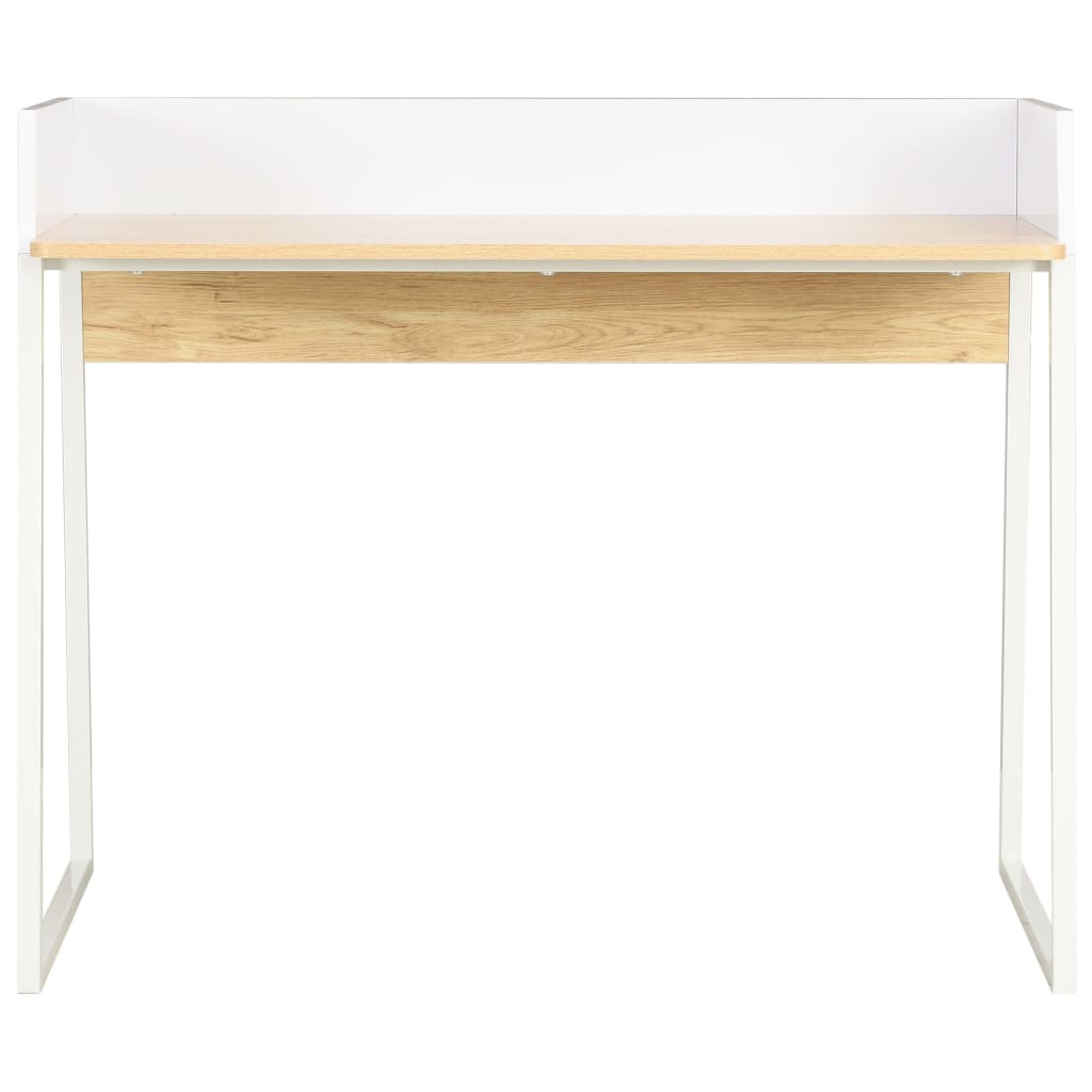 Desk 90x60x88 cm white and oak colored
