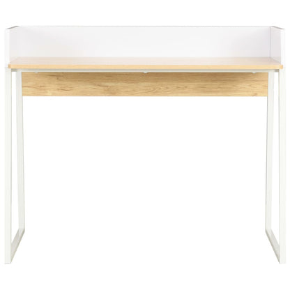 Desk 90x60x88 cm white and oak colored