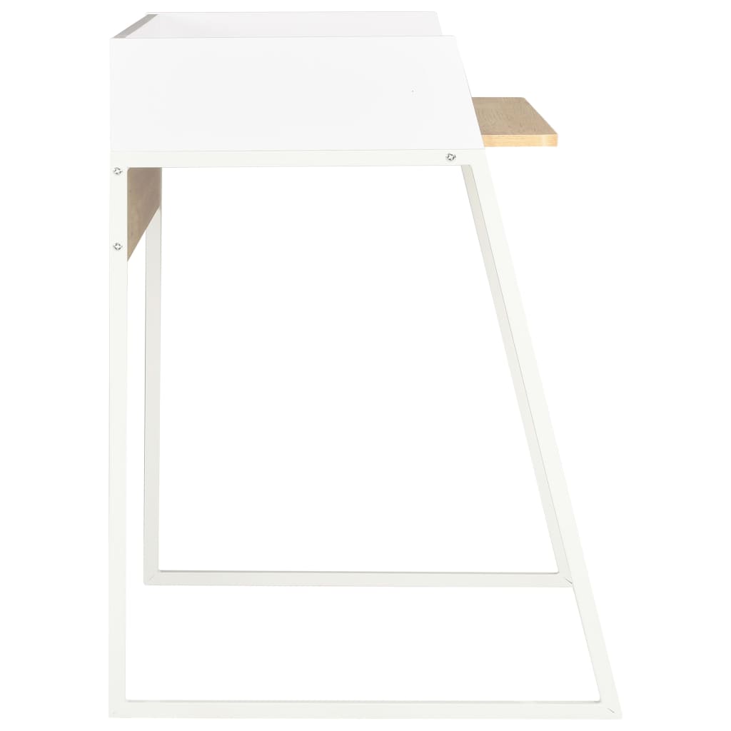 Desk 90x60x88 cm white and oak colored