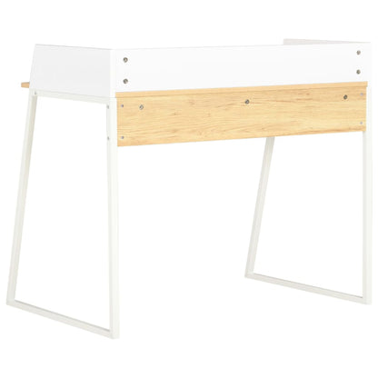 Desk 90x60x88 cm white and oak colored