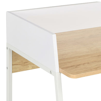 Desk 90x60x88 cm white and oak colored