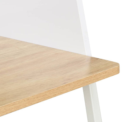 Desk 90x60x88 cm white and oak colored