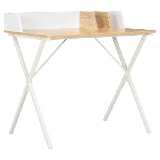 Desk 80x50x84 cm white and natural