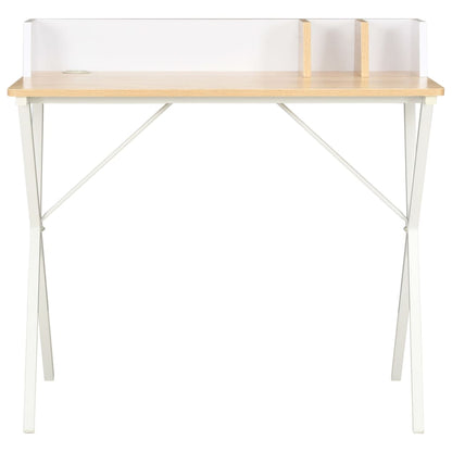 Desk 80x50x84 cm white and natural