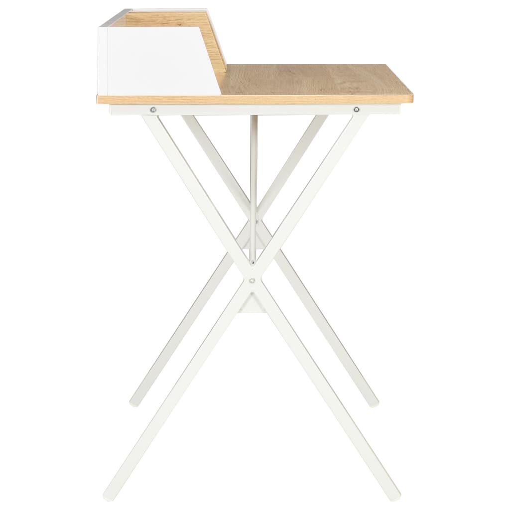 Desk 80x50x84 cm white and natural