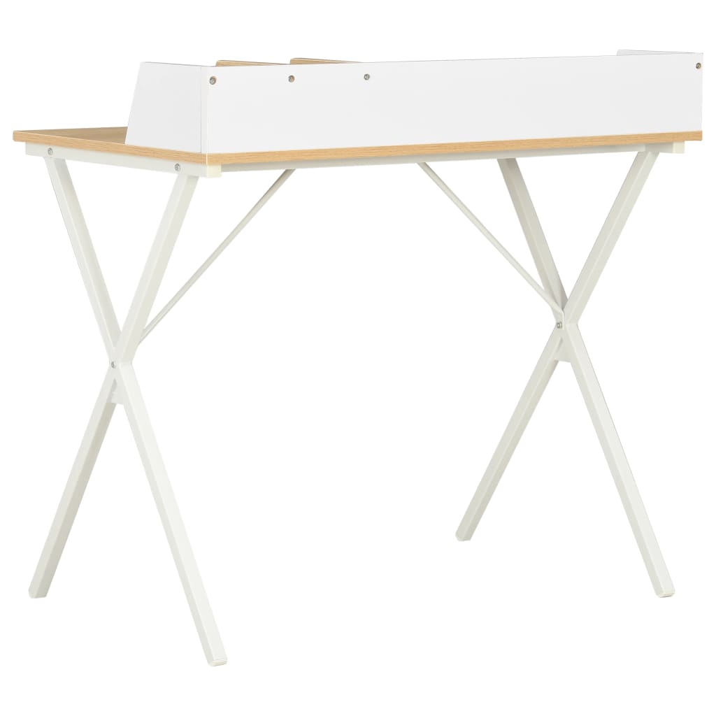 Desk 80x50x84 cm white and natural
