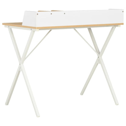 Desk 80x50x84 cm white and natural