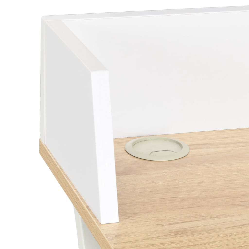Desk 80x50x84 cm white and natural