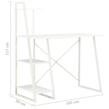 Desk with shelves 102x50x117 cm white