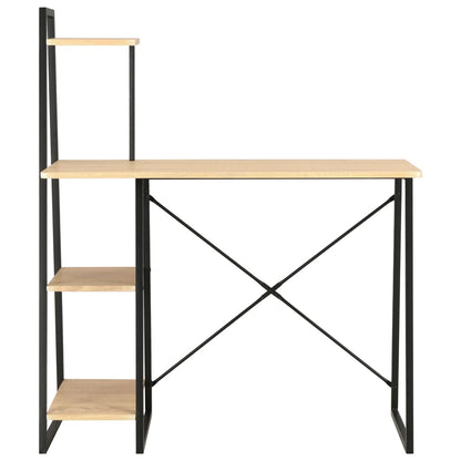 Desk with shelves 102x50x117 cm black and oak colored