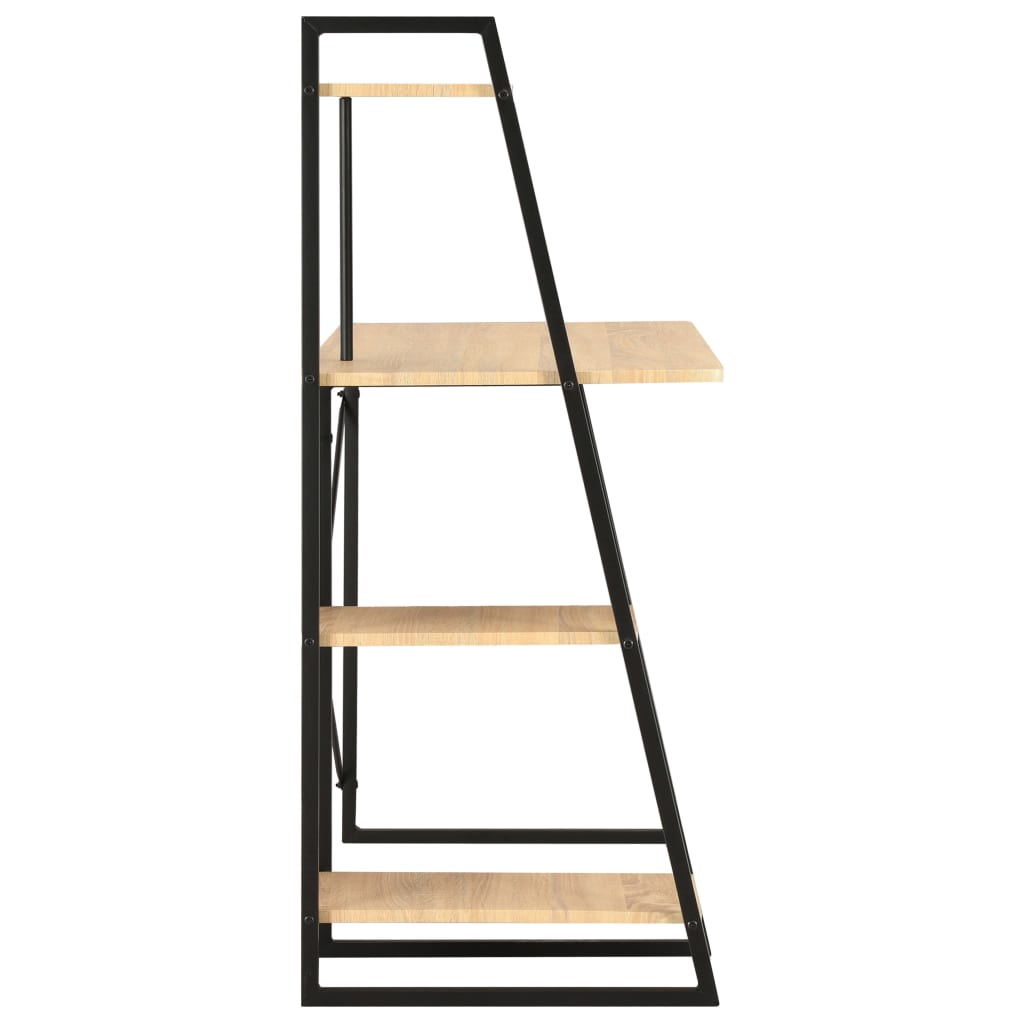 Desk with shelves 102x50x117 cm black and oak colored