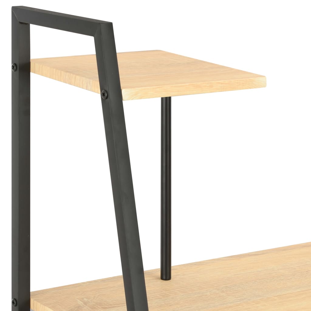 Desk with shelves 102x50x117 cm black and oak colored