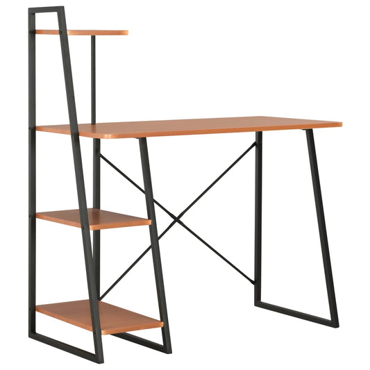 Desk with shelves 102x50x117 cm black and brown