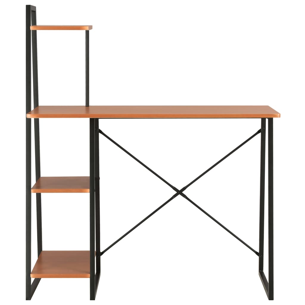 Desk with shelves 102x50x117 cm black and brown