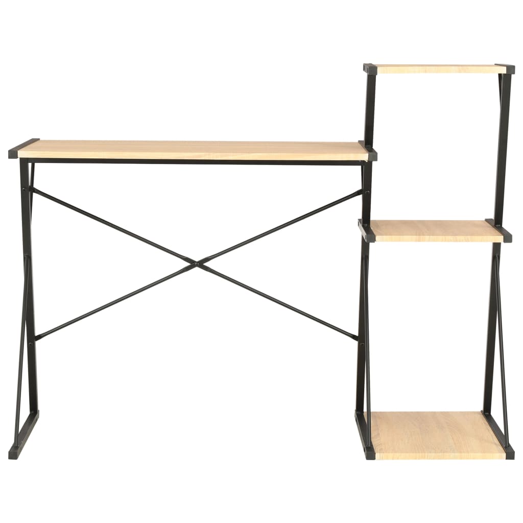 Desk with shelf 116x50x93 cm black and oak colored
