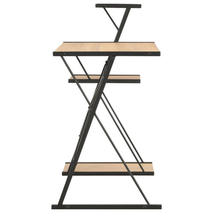 Desk with shelf 116x50x93 cm black and oak colored