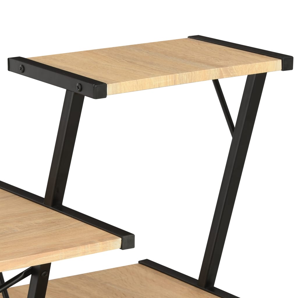 Desk with shelf 116x50x93 cm black and oak colored