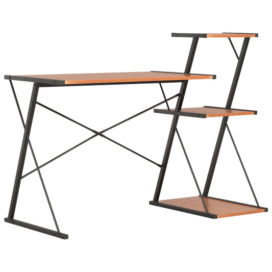Desk with shelf 116x50x93 cm black and brown