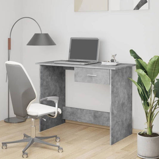Desk 100x50x76 cm processed wood concrete gray