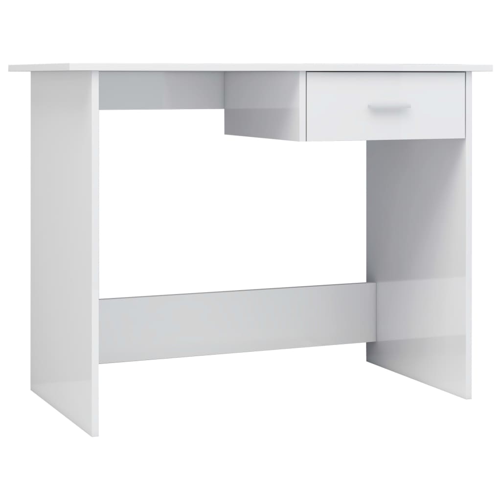 Desk 100x50x76 cm processed wood high-gloss white