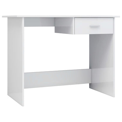 Desk 100x50x76 cm processed wood high-gloss white