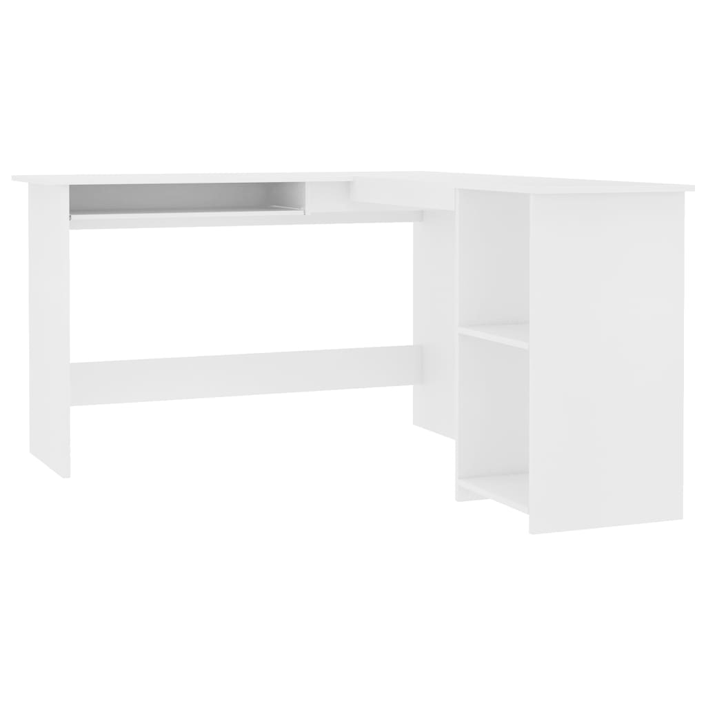 Corner desk L-shaped 120x140x75 cm processed wood white