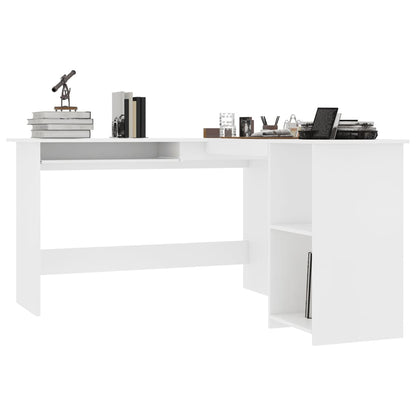 Corner desk L-shaped 120x140x75 cm processed wood white