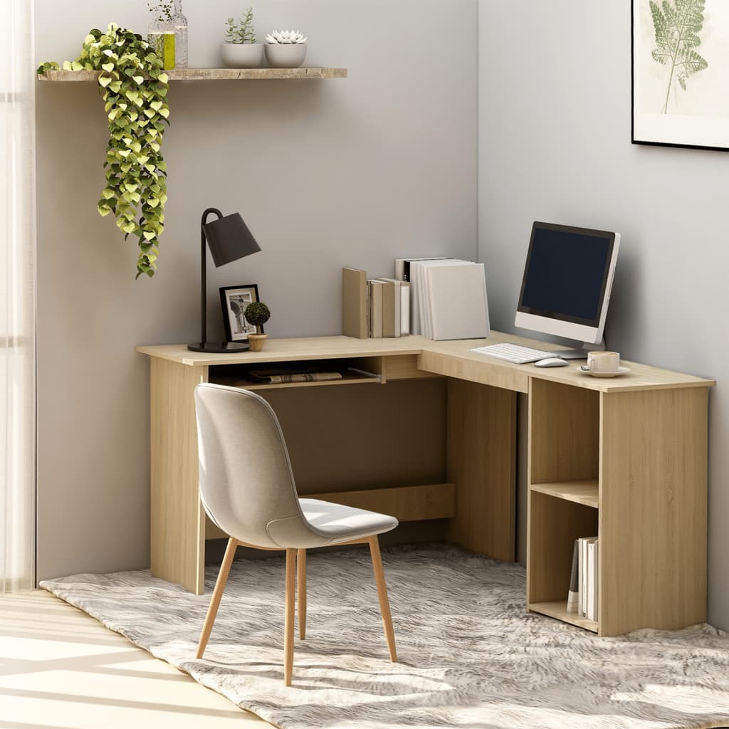 Corner desk L-shaped 120x140x75cm processed wood sonoma oak color