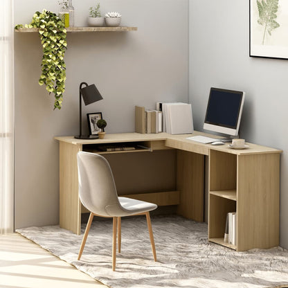 Corner desk L-shaped 120x140x75cm processed wood sonoma oak color