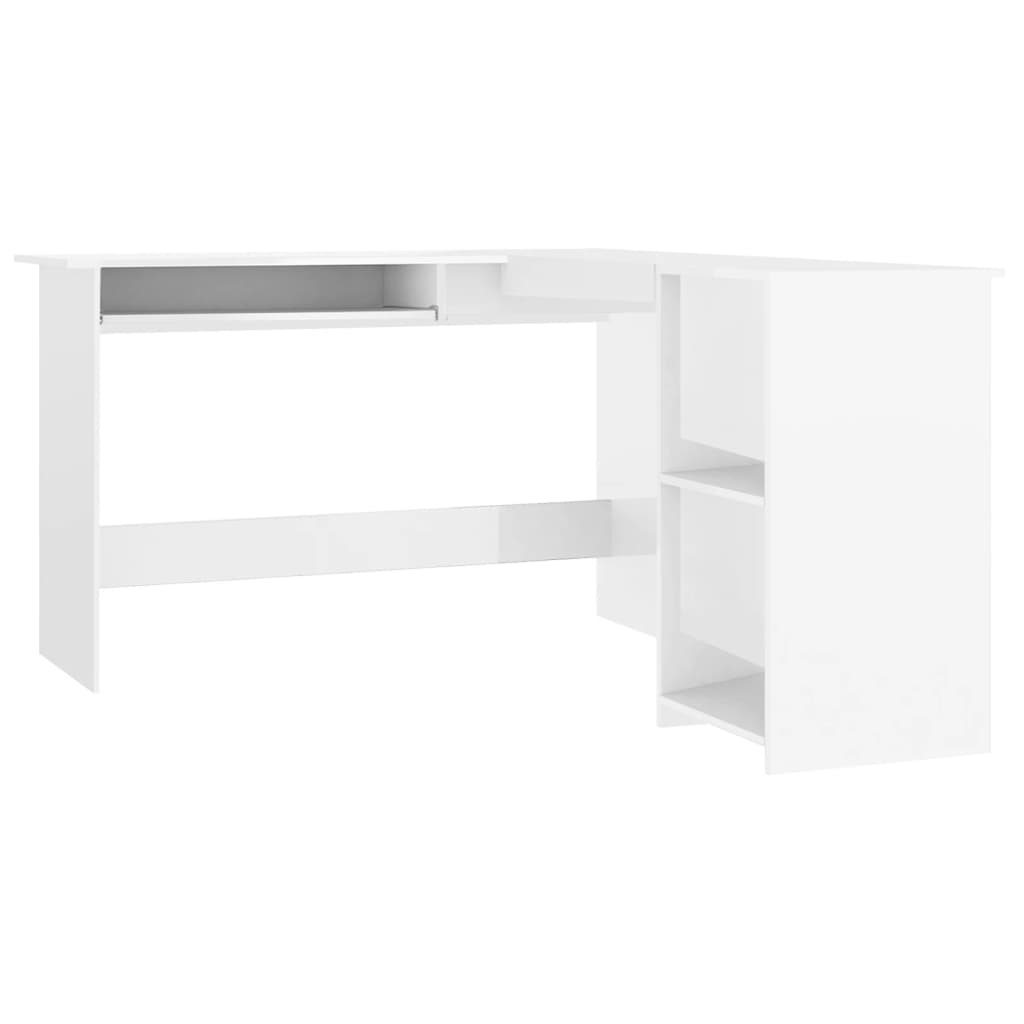 Corner desk L-shaped 120x140x75 cm processed wood high-gloss white