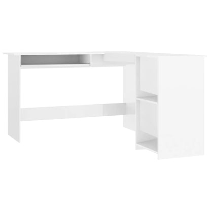 Corner desk L-shaped 120x140x75 cm processed wood high-gloss white
