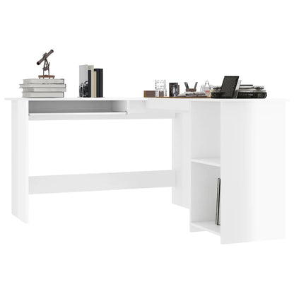 Corner desk L-shaped 120x140x75 cm processed wood high-gloss white