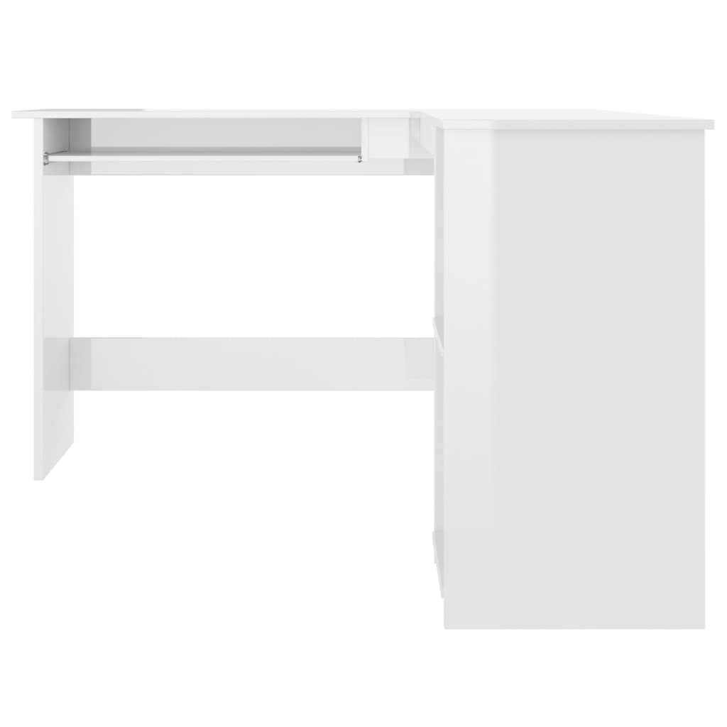 Corner desk L-shaped 120x140x75 cm processed wood high-gloss white
