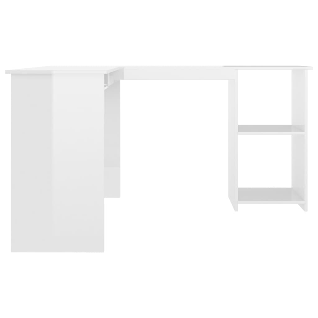 Corner desk L-shaped 120x140x75 cm processed wood high-gloss white