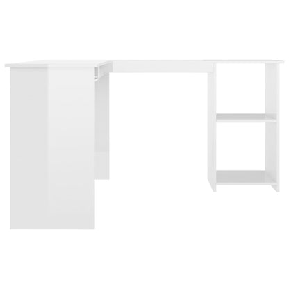 Corner desk L-shaped 120x140x75 cm processed wood high-gloss white
