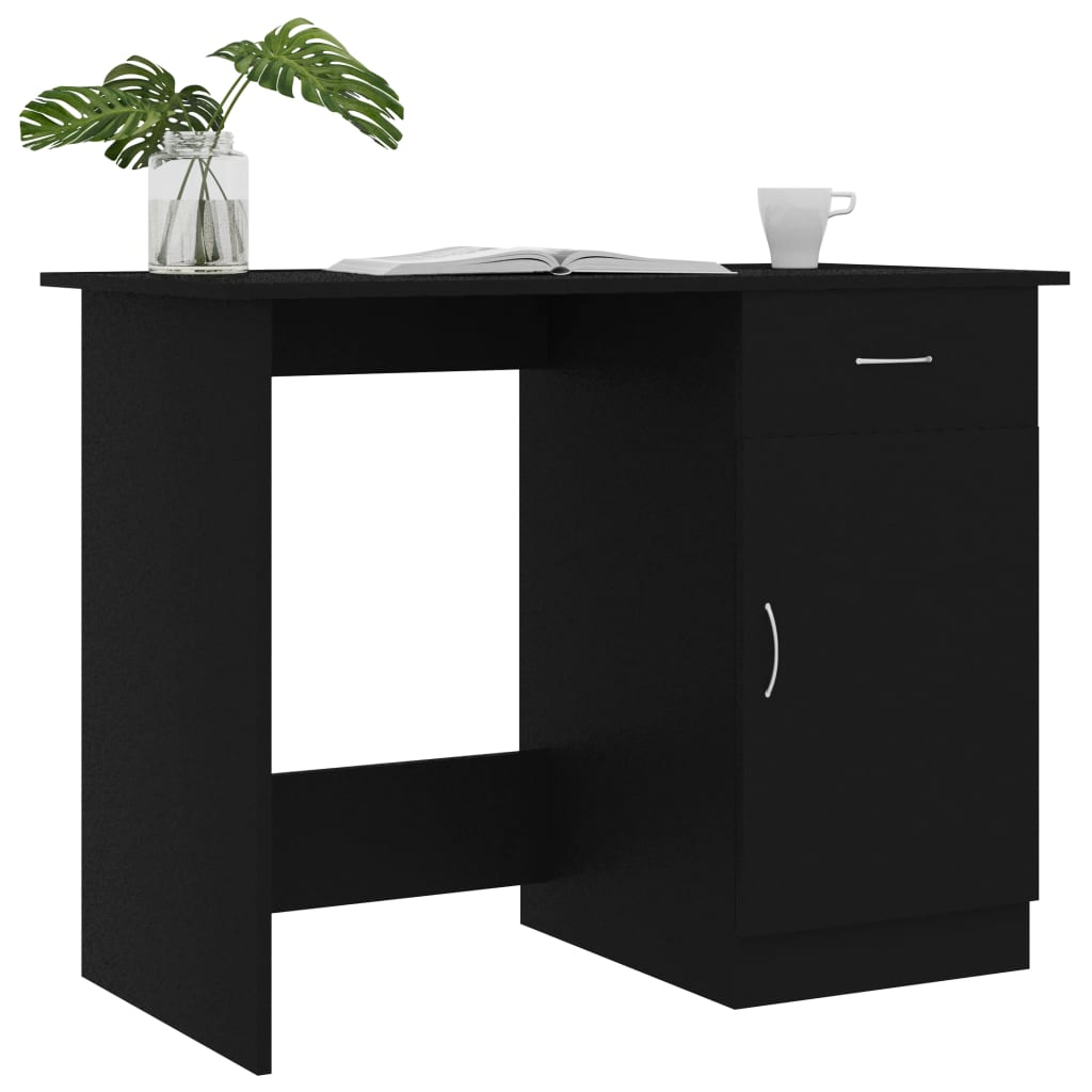 Bureau 100x50x76 cm bewerkt hout zwart