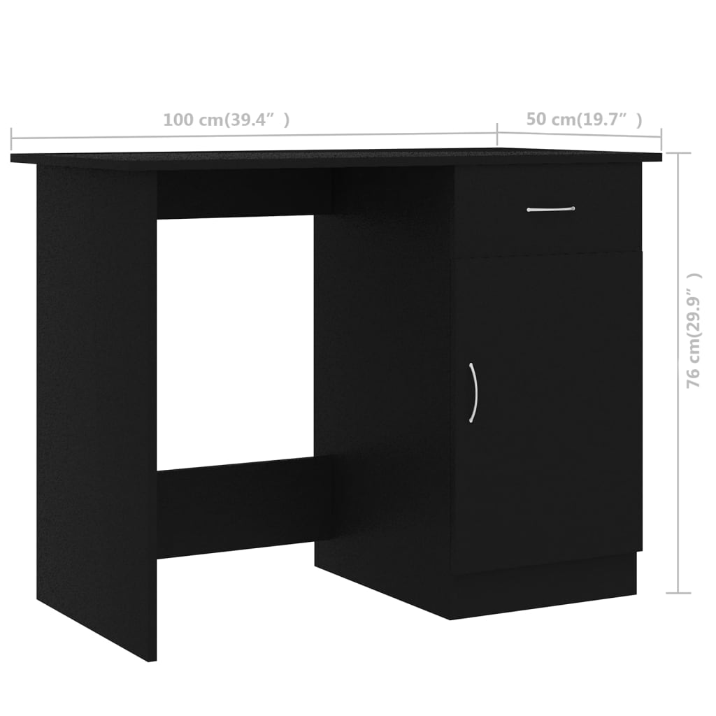 Bureau 100x50x76 cm bewerkt hout zwart