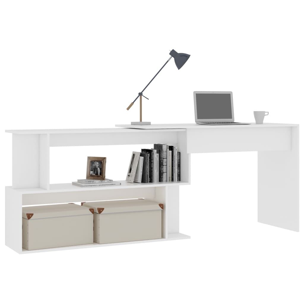 Corner desk 200x50x76 cm processed wood white
