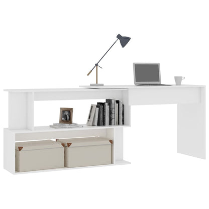 Corner desk 200x50x76 cm processed wood white