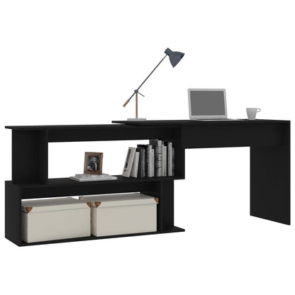 Corner desk 200x50x76 cm processed wood black