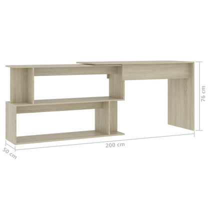 Hoekbureau 200x50x76 cm bewerkt hout sonoma eikenkleurig