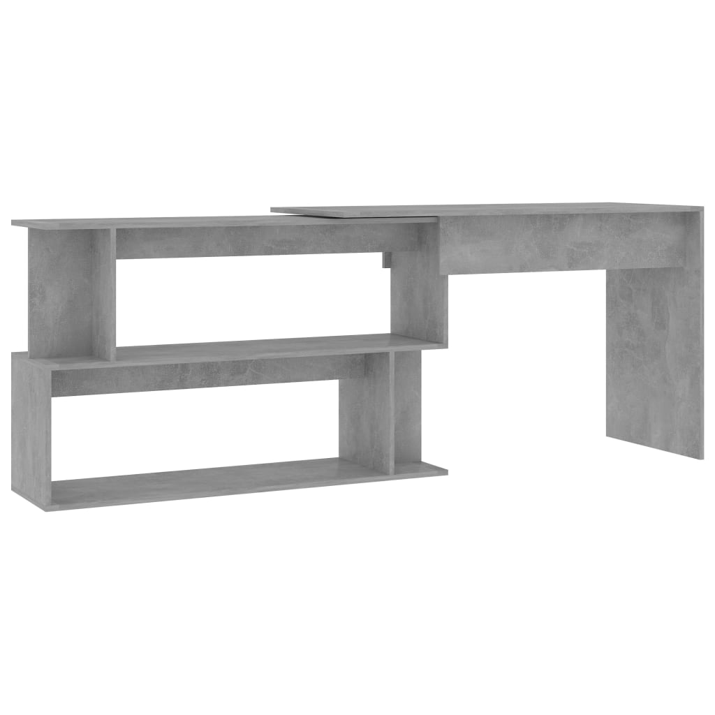 Corner desk 200x50x76 cm processed wood concrete gray