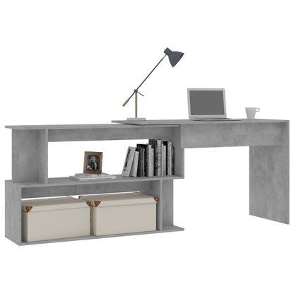 Corner desk 200x50x76 cm processed wood concrete gray
