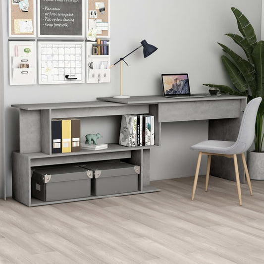 Corner desk 200x50x76 cm processed wood concrete gray
