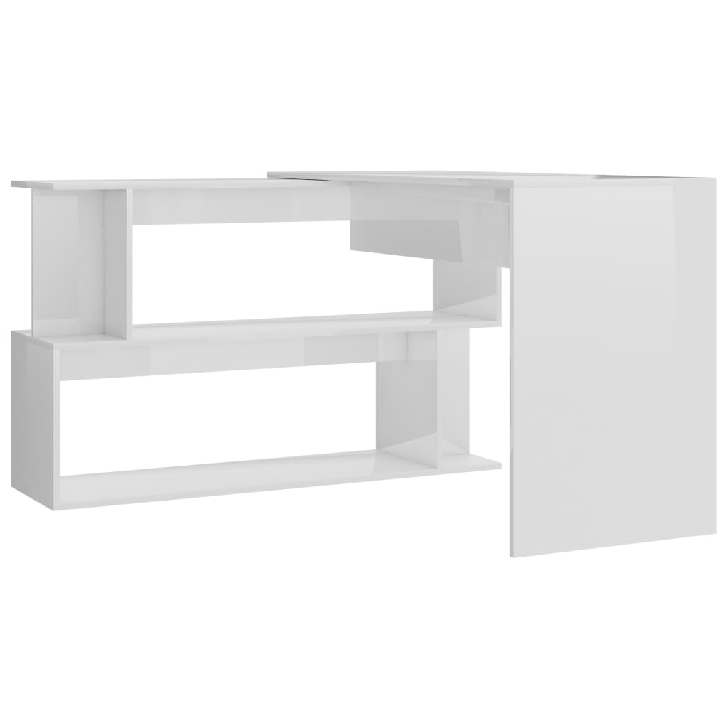 Corner desk 200x50x76 cm processed wood high-gloss white