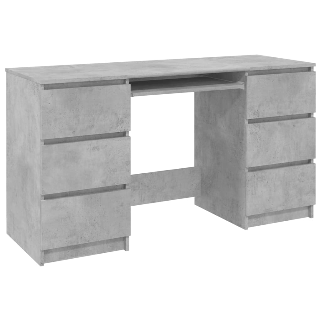 Writing desk 140x50x77 cm processed wood concrete gray