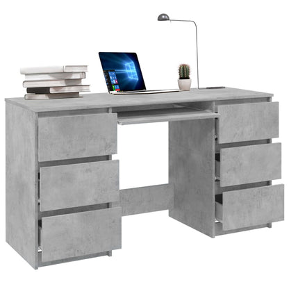 Writing desk 140x50x77 cm processed wood concrete gray