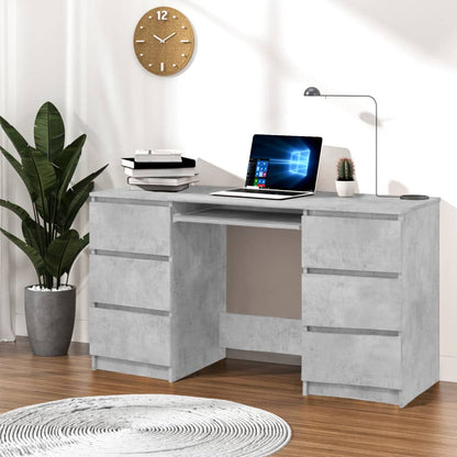 Writing desk 140x50x77 cm processed wood concrete gray