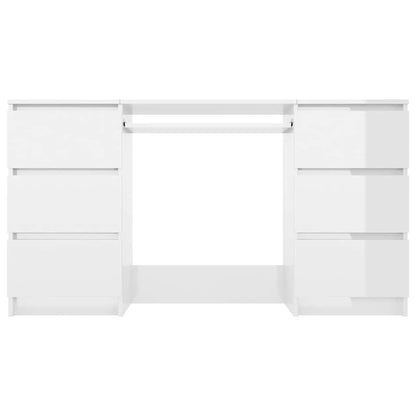 Schrijftafel 140x50x77 cm bewerkt hout hoogglans wit