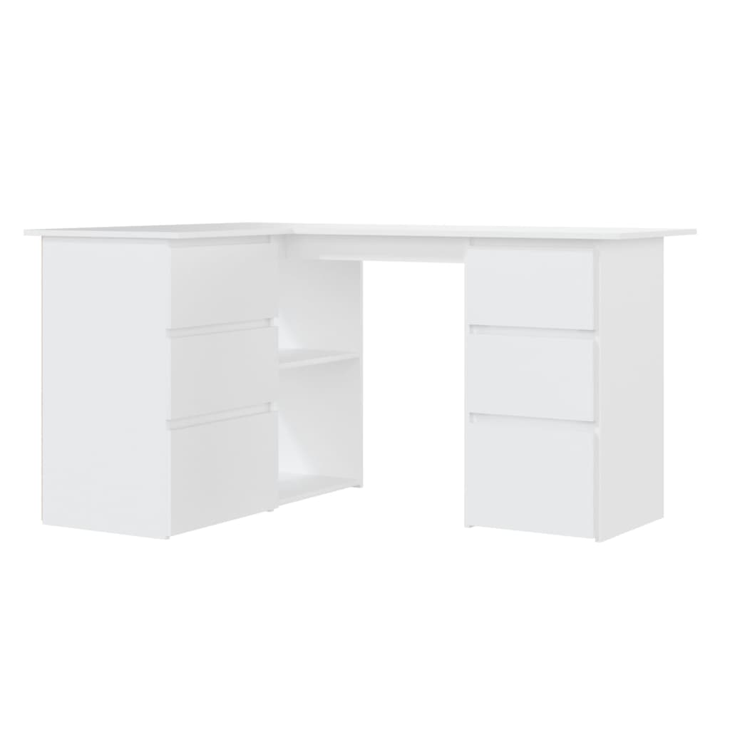 Corner desk 145x100x76 cm processed wood white